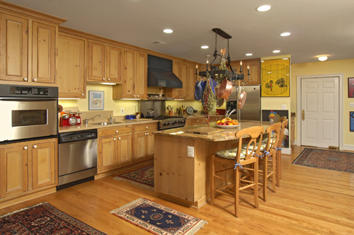 The large kitchen provides plenty of room for a wheelchair to navigate around the center island, should the need arise.